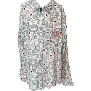 Le Jean Marithe Francois Girbaud Cotton Paisley Men’s Long Sleeve  Shirt 3XL